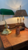 (2) Lamps and Leather Desk Set - 2