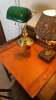 (2) Lamps and Leather Desk Set - 3