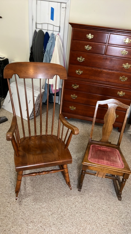 (2) Vintage Rocking Chairs Large and Small