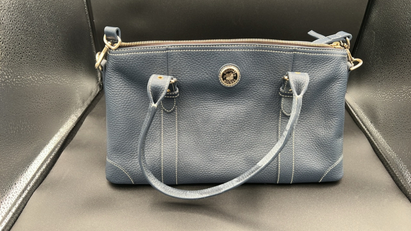 Dooney & Bourke Large Domed Navy Leather Satchel