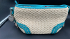 Brighton Teal Straw Messenger Bag - 5