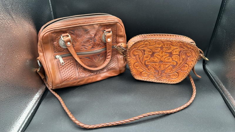 (2) American West Leather Crossbody Handbags