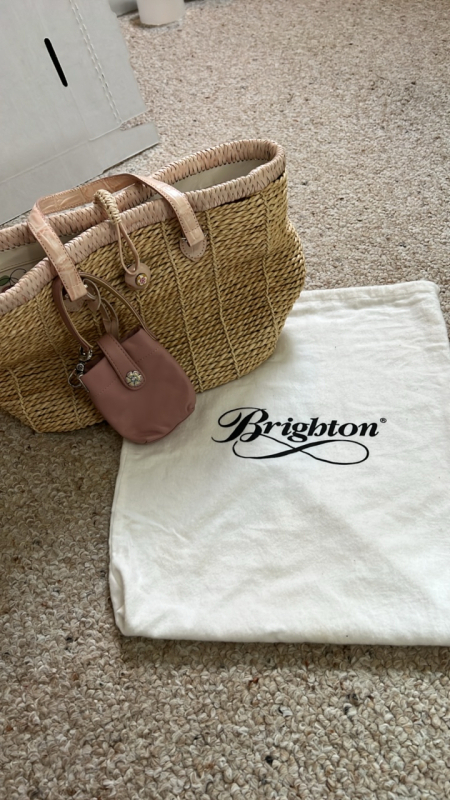 Brighton Light Pink Straw Bag w/ leather coin purse