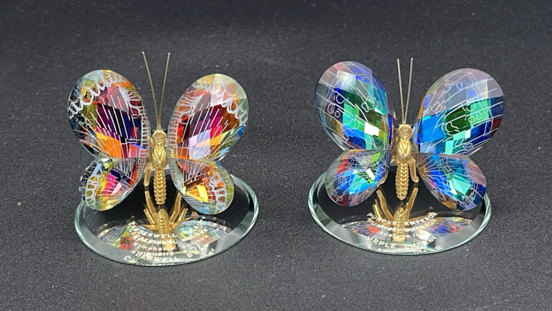 Reverse Painted Crystal Butterflies