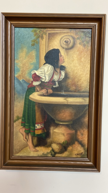 Roman Girl At A Fountain Print