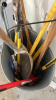 Metal Trash Can Full of Yard Tools - 2