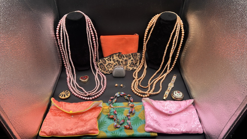 Assorted Costume Necklaces and Travel Bags