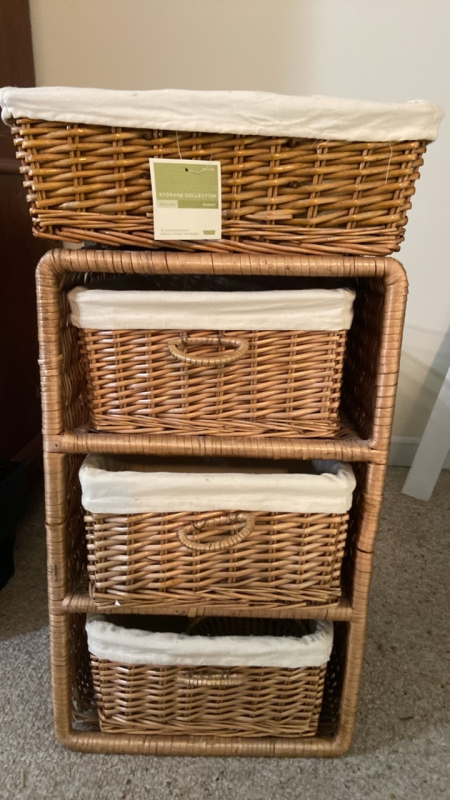 Wicker Storage Caddy w/ Extra Basket