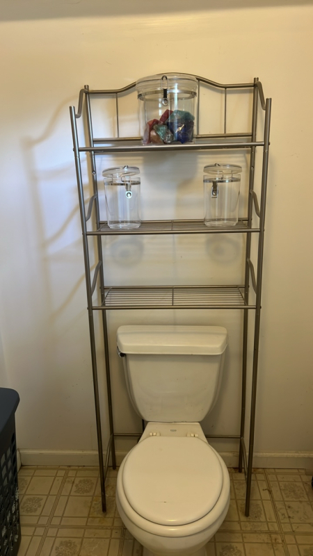 Space Saving Bathroom Shelf and Assorted Jars