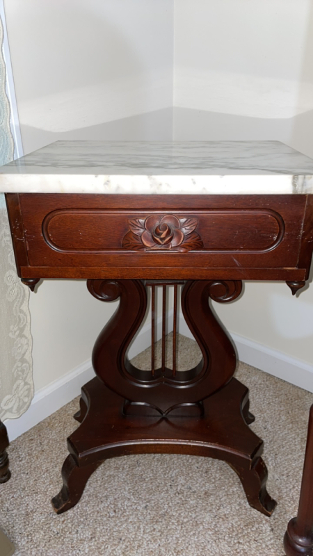 Marble Top Victorian End Table