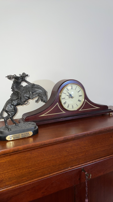 Remington Style Bronco Buster Statue and Mantle Clock