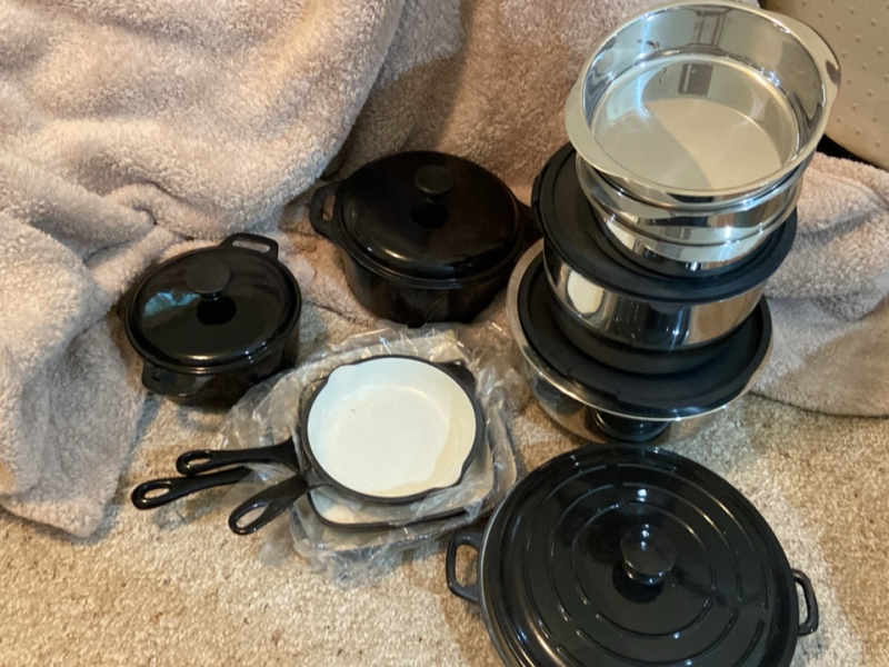 Assorted Pots, Pans, and Mixing Bowls