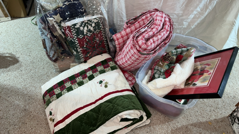 Assorted Christmas Blankets and Items