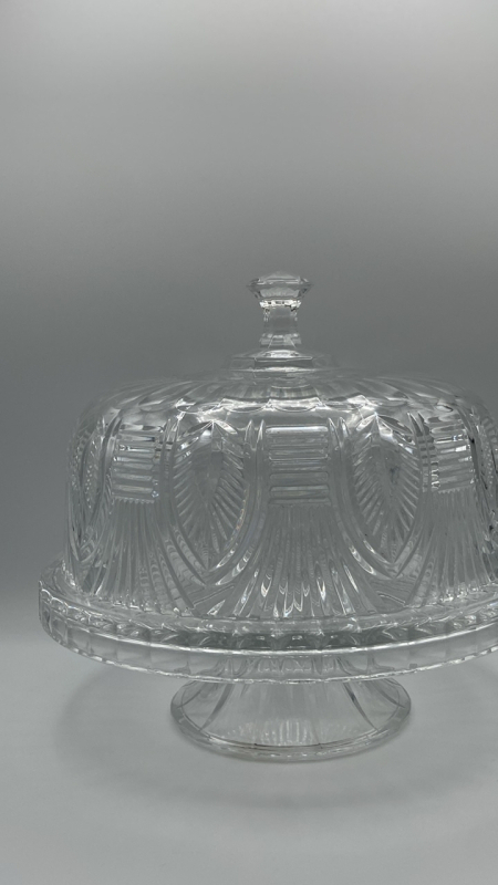 Crystal Cake Stand With Lid - Heavy