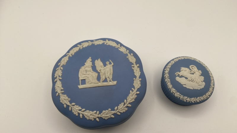 Wedgewood Blue Jasper Ware Box & Small Trinket Box