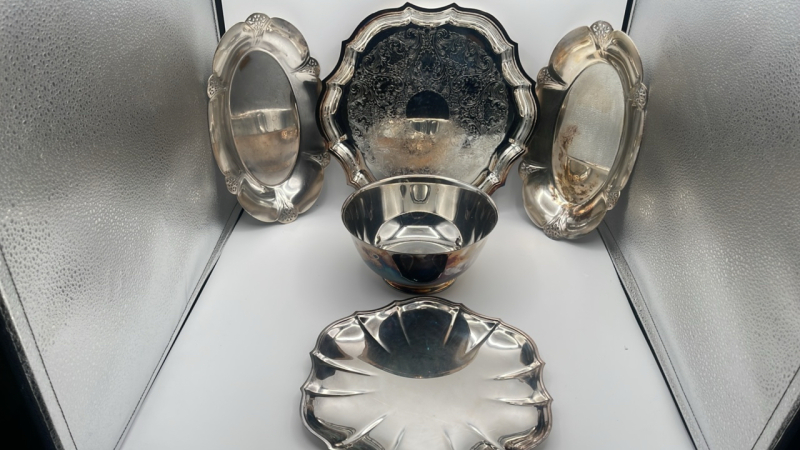 Silver Serving Trays and Bowl
