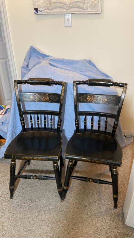L. Hitchcock Black Hardwood Chairs