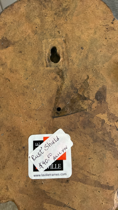Harold Wright Watercolor, Vintage Satin Clutch, Rusted Shield