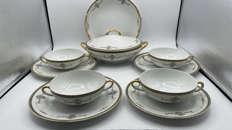 Soup Tureen, 4 Bowls, Plates and Serving Plate