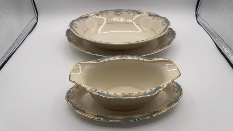 Federal China Gravy Boat & 2 Serving Pieces