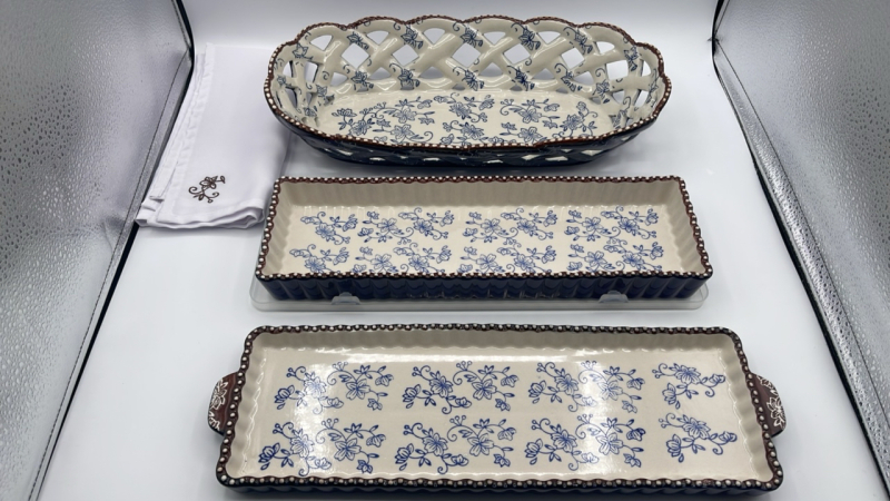 Floral Lace Lattice Bread Basket and Serving Trays
