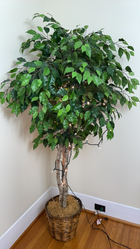 Decorative Tree in Wicker Pot with Lights