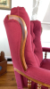 Button Tufted Back Swivel Chair in Red Upholstery - 7