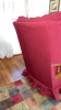 Button Tufted Back Swivel Chair in Red Upholstery - 10