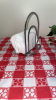 Table with Red Checkered Covering, Kitchen Decor, Decorative Window Hanger, and Chair - 4