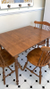 Table with Red Checkered Covering, Kitchen Decor, Decorative Window Hanger, and Chair - 9