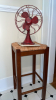 Backless Bar Stools (2), Red Metal Fan & Hanging Stoneware