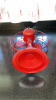 Backless Bar Stools (2), Red Metal Fan & Hanging Stoneware - 4