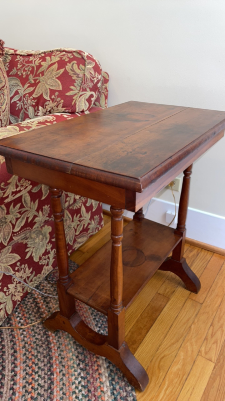 Wood Table with Bottom Shelf