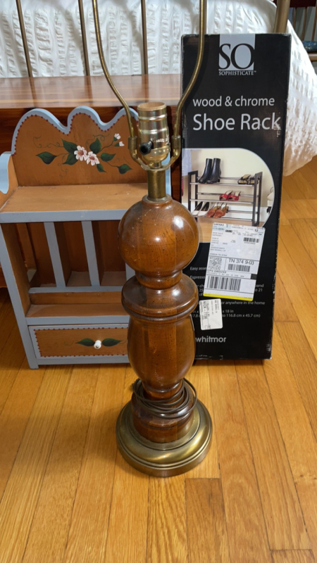 Lamp, Shoe Rack, Wood Wall Shelf with Drawer