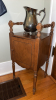 Antique Tobacco Cabinet with Stricker, and Silver Pitcher