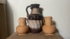 Tonnieshof Carstens W German Pottery Vase & Wicker Plant Holders - 2