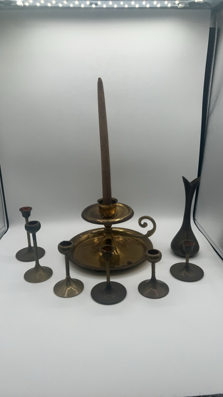 Vintage Oil Lamp & Candlestick Holders