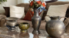 Brass Spitoon, Hammered Vase, & Decor