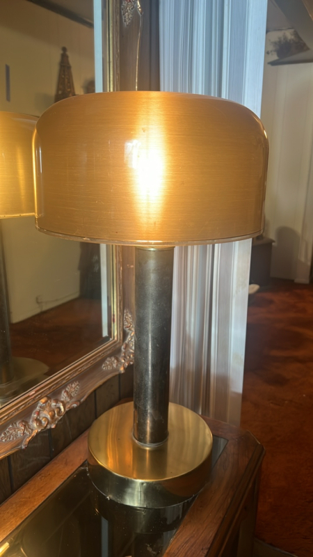 Rare Style Mid Century Modern Brass Table Lamp and Shade