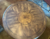 Round, Cherry Inlay, Ornate Coffee Table on Casters - 2