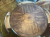 Round, Cherry Inlay, Ornate Coffee Table on Casters - 4