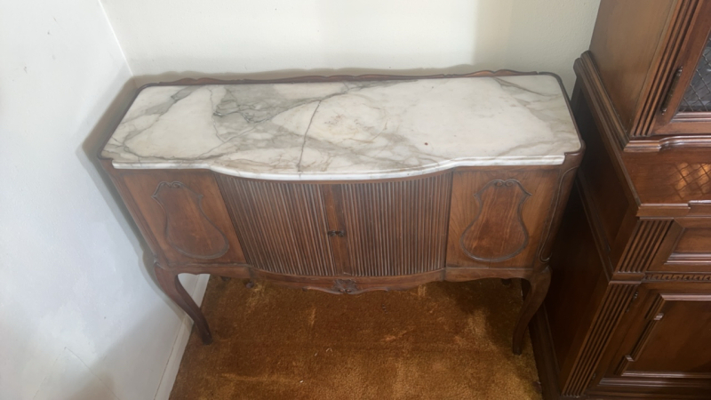 Vintage Marble Topped Credenza