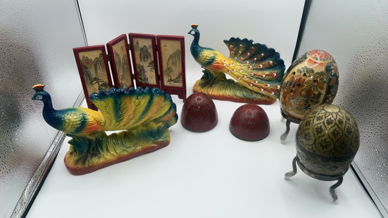 Fabrege Cloisonné Style Eggs Mini folding Screen and Decor