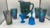 Indiana Blue Iridescent Carnival Glass Set - 2