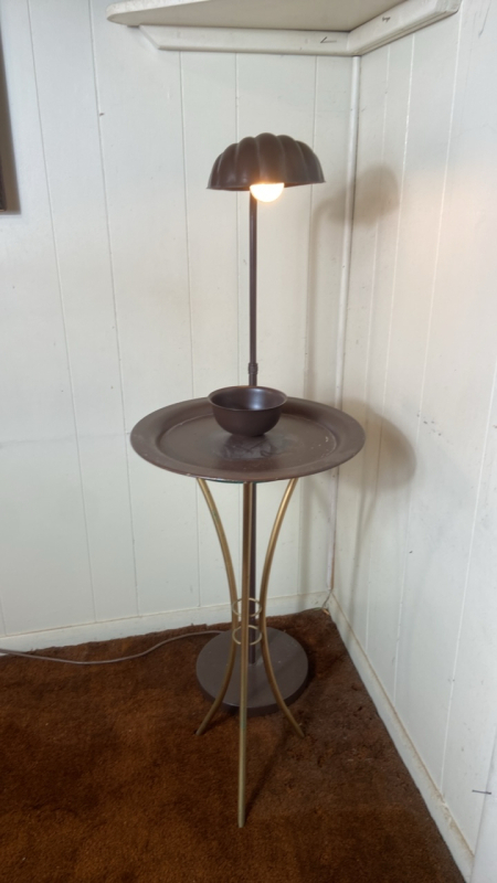 Mid Century Vintage Shell Floor Lamp & Vintage Side Table