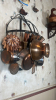 Old Dutch Half Round Pot Rack w/ Copperware Pots and Jello Molds - 3