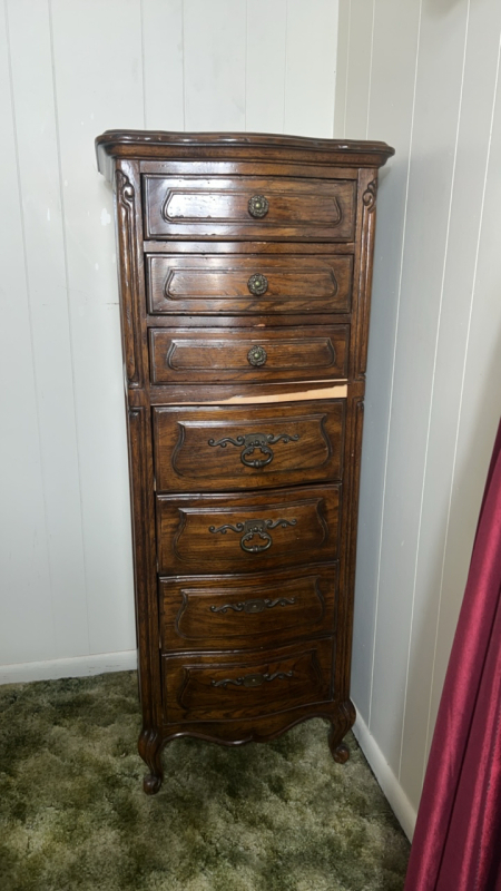 Vintage Drexel 7-Drawer Tall Narrow Dresser