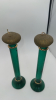 Green and Gold Genie Decanter & Green Glass and Gold Candlesticks - 6