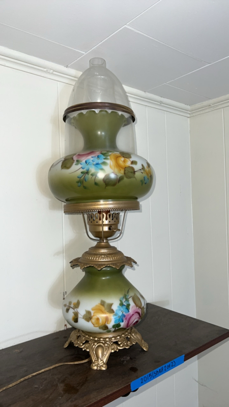 Vintage Painted Large Hurricane Lamp