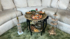 Moroccan Style Side Table, Contents & Jeweled Lamp Bases (2)